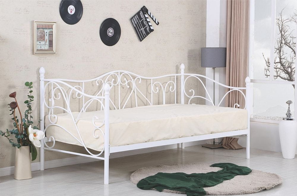 Halmar Kovová jednolôžková posteľ s roštom Sumatra 90 - biela